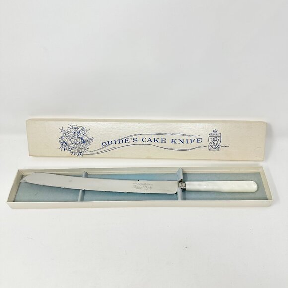 Vintage Pearl Handled Bride’s Cake Knife Sheffield Kirk & Matz Cutlery In Box - Picture 1 of 10